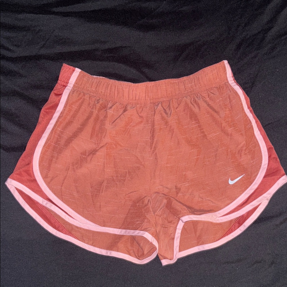Nike Drifit Coral-Trim Pink Athletic Running Shorts - Women’s Small